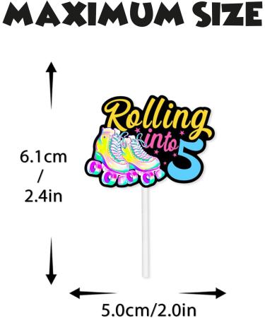 18pcs Gold Glitter Roller Skates Dessert Cupcake Topper 80s 90s Retro Hip Hop Roller Skating Rolling into 5 Theme Decor Supplies Boys Girls 5th Happy Birthday Party Decorations 05 - Buy Online on GoSupps.com
