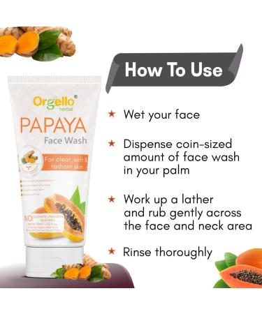 Papaya Face Wash for Clear & Radiant Skin | Deep Cleanse Tan Reducer for Men & Women | Paraben Sulphate & Silicon Free - 60ml - Buy Online on GoSupps.com