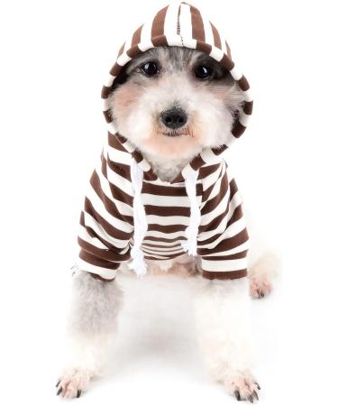 Zweitea Striped Hoodie Shirts for Small & Medium Dogs - Soft Short Sleeve Pet Sweatshirt & Jacket - Buy Online on GoSupps.com