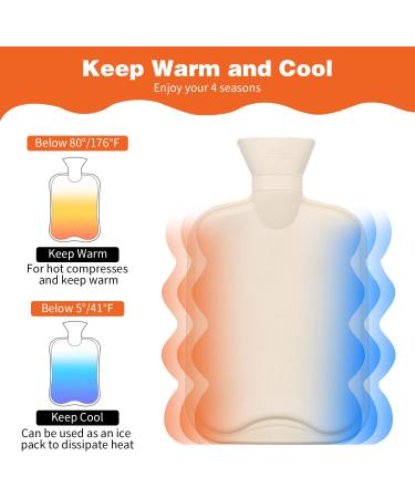 2 Pack Hot Water Bottles with Knit Cover - 2 Liters Rubber Water Bags for Pain Relief - Hot/Cold Therapy - Cartoon Deer & Owl Design - Buy Online on GoSupps.com