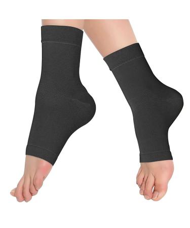 eYotto 1pair Compression Ankle Support Sleeve Breathable Ankle Wrap for Stabilize Ligament Relieve pain Arch Sport Stabilize Ligaments - For Swelling and Sprained Ankle Arthritis Recovery Injury Black S ankle circumference 16-19cm
