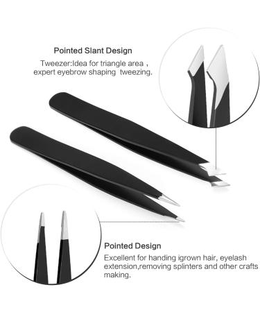 6 Piece Tweezers Set Eyebrow Tweezers Scissors Set with Stainless Steel Point Slant Flat Tip Tweezers and Eyebrow Razor and Scissors for Eyebrows Plucking Facial Body / Ingrown Hair Removal-Packed in Leather Case - Buy Online on GoSupps.com