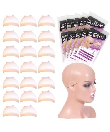 Tinashe 20pcs HD Wig Caps for Lace Front Wig Elastic Medium Nylon Stocking Caps Stretchy Wig Cap Light Brown Wig Caps for Cosplay Breathable Nylon Wig Caps for Women(10Pack/20PCS) HD Wig Cap 10Pack/20PCS