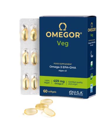 Omegor Veg - Huile de plantes d riv es d Huile d Algues Durables | Le seul certificat IFOS | 250 mg de DHA et 125 mg d'EPA pour la capsule | 60 g lules approvisionnement en 2 mois | 100% v g talien