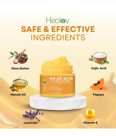 Kojic Acid Cream Skin Brightening Cream for Age Spots Hyperpigmentation Intimate Areas Dark Spot Remover Reduces Acne Scars and Evens Tone Kojic Acid Lotion for Brighter Glowing Look - Buy Online on GoSupps.com