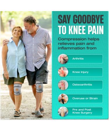 Modvel ELITE Knee Brace - Adjustable Support with Side Stabilizers & Gel Pads for Pain Relief & Fast Recovery | S-M Grey/Blue for Men & Women - Buy Online on GoSupps.com