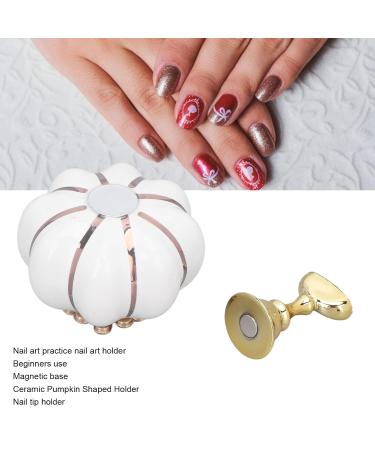 Nail Art Display Stand - 5 Pieces Reusable Magnetic Nail Tip Holder | DIY Ceramic Pumpkin Base (White) - Buy Online on GoSupps.com