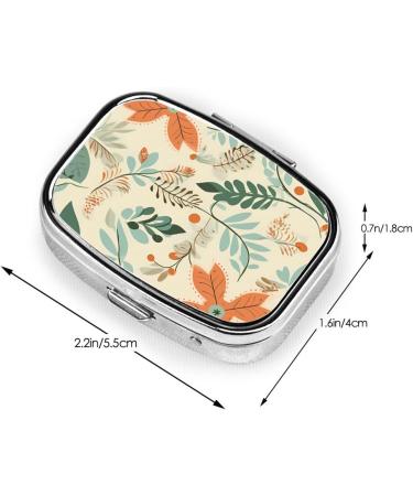 Portable Leaves & Flower Printed Square Pill Box | Travel Medicine Organizer for Easy Use - Buy Online on GoSupps.com