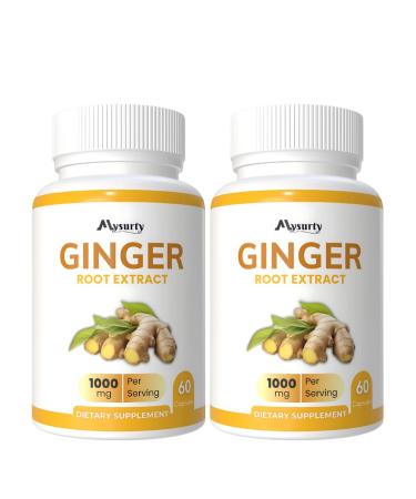 Mysurty Ginger Root Capsules | Ginger Root 1000 mg | Ginger Capsules | Supplement for Men & Women - 60 Capsules (Pack 2)
