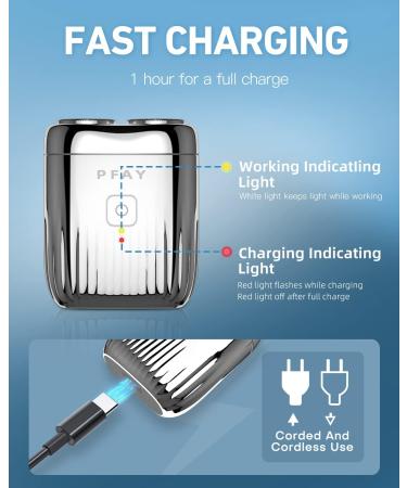 PFAY Portable Electric Razor - Waterproof Travel Shaver for Men & Women | Rechargeable Lightweight Rotary Shaver for Wet & Dry Shave | Perfect Valentine's Day Gift - Buy Online on GoSupps.com