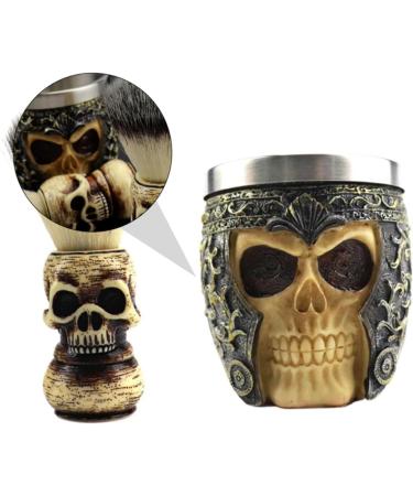 Beavorty 3 Sets Handmade Skull Shaving Brush - Traumatic Bart Brush for Beard & Facial Cleaning | Halloween Shaving Soap Metal Tool - Buy Online on GoSupps.com