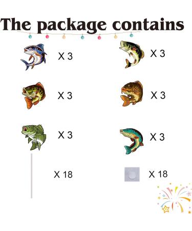 18pcs Fishing Cupcake Toppers for Boys Men Father Big Fish Fishing Cake Decorations Gone Fishing Party Supplies Decorations Glitter Fish Cupcake Toppers - Buy Online on GoSupps.com