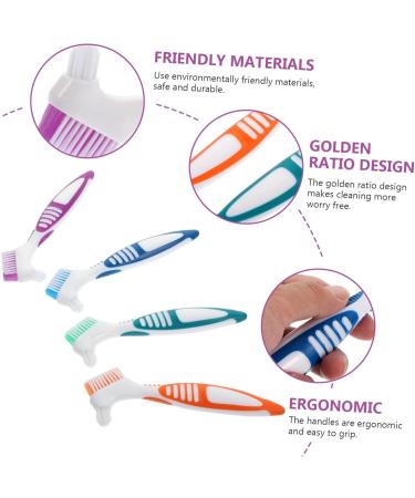 Fomiyes 4-Piece Toothbrush Stops - Brushwood Cleaning Tool for Home Prosthesis & Dentures | Denture Cleaner & Colored Rubber TPE Hand Tools - Buy Online on GoSupps.com