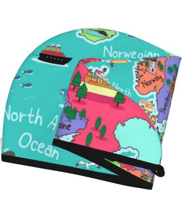 Cartoon Map of Europe Microfiber Hair Towel - Super Absorbent Quick Dry Coral Velvet Wrap for Long Curly & Thick Hair - Buy Online on GoSupps.com