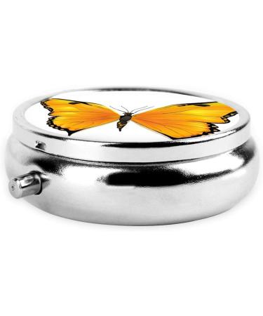 Pretty Butterflies Round Pill Box - 3 Compartment Mini Travel Organizer for Tablets & Vitamins | Decorative Pocket Purse Pill Case - Buy Online on GoSupps.com