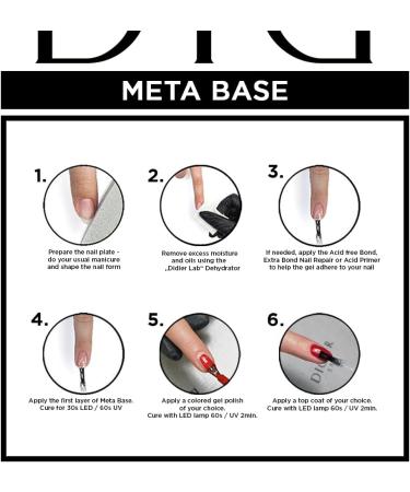 Didier Lab - Premium Meta Gel Nail Polish Base Coat 5ml - Extra Strong Nail Strengthener For Damaged Nails - Gel Base Coat - Nail Varnish - Gel Polish - Clear Nail Polish - LED UV Gel Nail Polish Meta 5 ml 5.00 ml (Pack of 1) - Buy Online on GoSupps.com