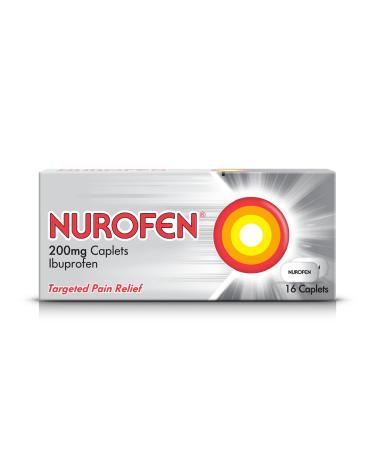 Nurofen Pain Relief Ibuprofen Tablets for Headache Migraines Cold And Flu and Back Pain Relief 200 mg 16 Caplets