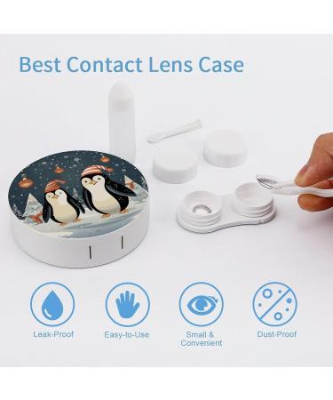 Merry Christmas Penguins Contact Lens Case | Plastic Care & Travel Box for Lens Protection - Buy Online on GoSupps.com