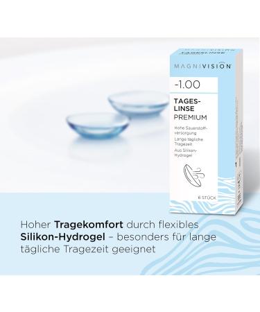 Buy Magnivision Daily Lenses Premium -6 Soft Contact Lenses -1.00 Dpt Silicone Hydrogel with UV Filter Preservative-Free for Long Wear - Buy Online on GoSupps.com