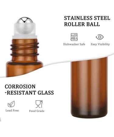Bofessor 10ml Amber Glass Roller Bottles - Set of 16 with Stainless Steel Roller Ball, Pipettes, Plastic Funnel & Stickers - Refillable Container for Perfume - Buy Online on GoSupps.com