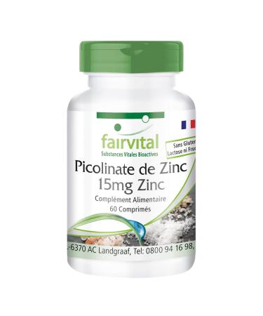 Fairvital | Zinc Picolinate with 15mg Zinc - Important for taste and smell - 60 tablets - 1 Box for 2 months!