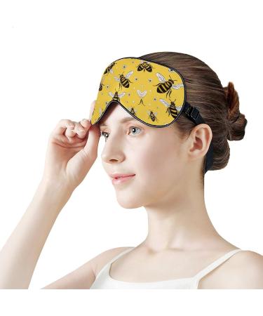 Cute Bees Printed Eye Mask | Soft Blindfold & Adjustable Strap | Ideal for Travel & Sleep - Buy Online on GoSupps.com