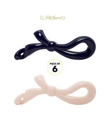 RC Roche Ornament 6 Pcs Women's Girls Cute Hair Ribbon Bow Ponytail Holder - Non Slip Grip, Stylish Fashion Accessory - Medium Classic Multicolor (Pack of 6) - Buy Online on GoSupps.com