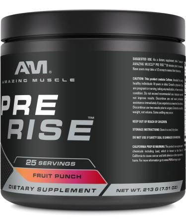 Amazing Muscle Pre Rise | Pre-Workout Powder Supplement with Caffeine & Beta-Alanine for Men & Women | 25 Servings (25 Servings Fruit Punch) Fruit Punch 1 Ounce (Pack of 1) - Buy Online on GoSupps.com