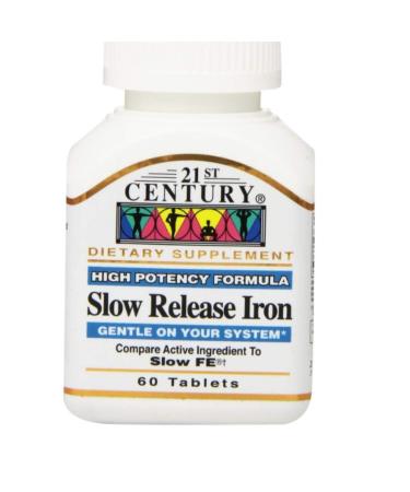 21st Century Slow Release Iron Tablets - 60 ct Pack of 6 - Packaging May Vary