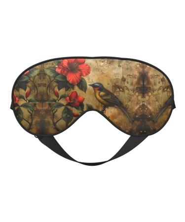 Flower and Bird Art Soft Sleep Eye Mask Female Breathable Eye Patch Perfect for Travel and Relaxation