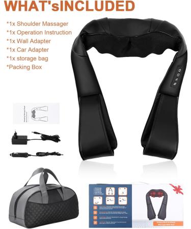 Shiatsu Neck & Shoulder Massager with Heat - 3D Deep Tissue Relief for Home Office & Car - Buy Online on GoSupps.com