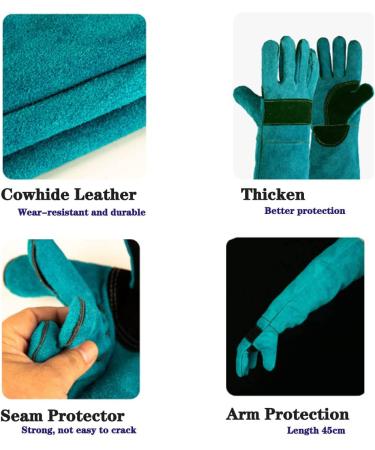 Animal Handling Gloves | Bite Resistant Protection for Dogs, Cats, Birds, Snakes, and Reptiles - Blue - Buy Online on GoSupps.com