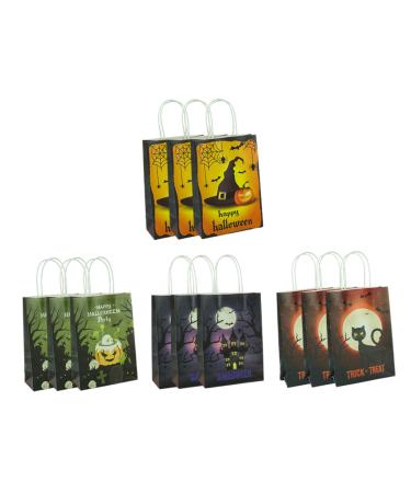 TOPBATHY 12pcs Halloween Paper Bag Trick or Treat Bag Cookie Decorating Gift Candy Pouch Cookie Ornament Packing Bag Halloween Bag Candy Bags Halloween Party Gift Bag Storage Bag Biscuit