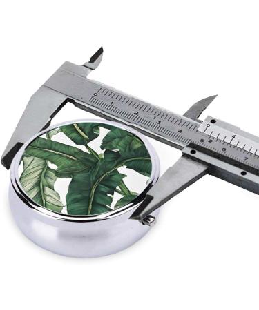 Tropical Banana Palm Leaves Round Pill Box | 3 Compartment Mini Decorative Travel Organizer for Vitamins & Medications - Buy Online on GoSupps.com
