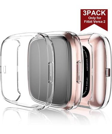 Clear Ultra Thin Fitbit Versa 2 Screen Protector Case 3 Pack - Full Protective Cover for Versa 2 Smartwatch Bands - Scratch Resistant & Shock Absorbing - Maledan Compatible - Buy Online on GoSupps.com