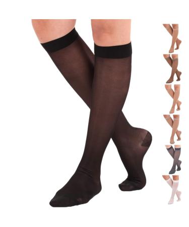 Made in the USA - size 2x -large - transparent compression socks for women blood circulation 15-20 mmHg - black 2x -large black