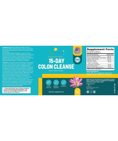 Peak Health 15 Day Colon Cleanse | Gut & Digestive Support Detox with Senna Cascara Sagrada Psyllium Husk Aloe Vera & Probiotics | Gentle Bloating Relief Made in USA 30 Capsules - Buy Online on GoSupps.com