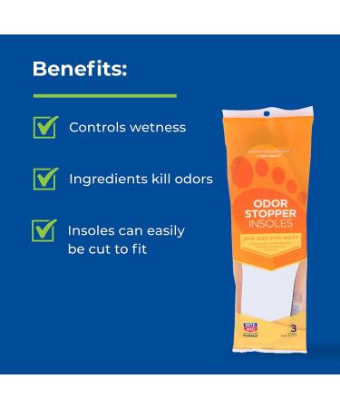 Rite Aid Foot Care Odor Stopper Insoles - 3 Pairs | Shoe Odor Eaters and Eliminator | Foot Care Inserts | Trim-to-Fit for All Sizes | Fights Foot Odor and Keeps Feet Fresh - Buy Online on GoSupps.com
