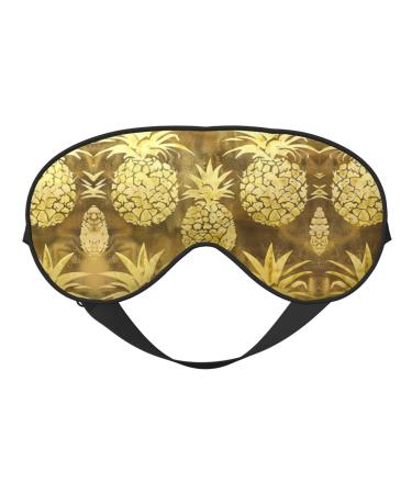 SSIMOO Gold Pineapple Background Soft Sleep Eye Mask Female Breathable Eye Patch Perfect for Travel and Relaxation Black