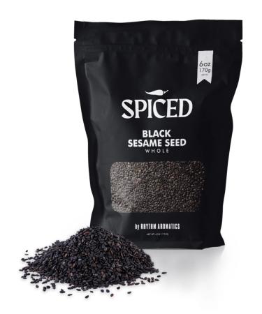 SPICED Black Sesame Seeds Whole, 6 Oz Raw Sesame Seeds for Toasting, Baking, Cooking, Garnishing or Decorating