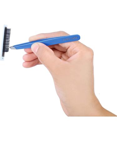 Zawa Care Stainless Steel Slant Precision Tweezers - Bold Blue Eyebrow Tweezers with Travel Case - Buy Online on GoSupps.com
