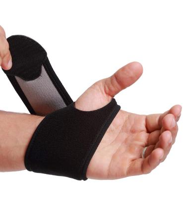 NeoTech Care Wrist Band - Elastic & Breathable Fabric - Adjustable Compression Strap - Men  Women  Right or Left - Support Wrap for Protection or Sports - Black Color (Size M  1 Unit) Medium (Pack of 1) 1