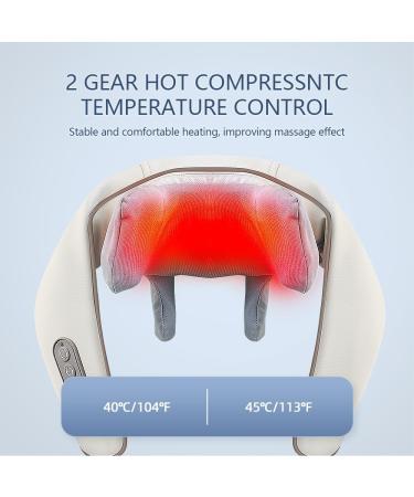 Shiatsu Neck Massage Device with Heat - 5D Deep Tissue Relief for Neck Back & Shoulders - Beige - Buy Online on GoSupps.com