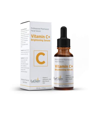 Vitamin C+ serum Strong vitamin c serum brightening serum for face topical facial serum with Hyaluronic acid Vitamin c facial brightening serum Made in the USA Vitamin C Plus 1 Fl Oz (Pack of 1)