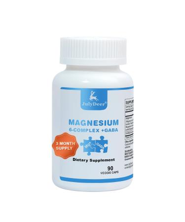 JulyDeer Sixfold Magnesium Complex | 350mg of Magnesium Glycinate Malate Citrate Taurine Oxide Mg+ for Muscles Nerves & Energy GABA Sleep Support | High Absorption | Vegan | 90 Capsules 1 Bottle