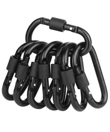 Locking Carabiner Clip, Vonpri Caribeaner Clips Black D Ring Spring Snap Key Chain Hook 3" Screw Gate Hook Travel Aluminum Carabiners 8Pack