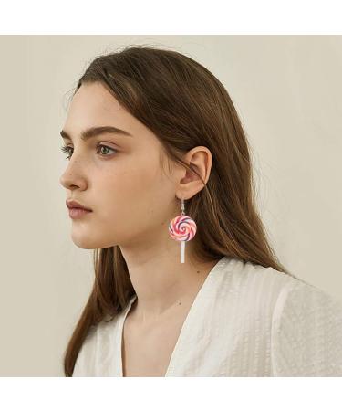 CALLARON 8 Pcs Polymer Clay Earrings Large Dangle Earrings for Women Creative Earrings Silver Hoop Earrings for Women Chunky Women Earrings Lollipops European and American Cane 3X5.3CMx2pcs Assorted Color 2x2pcs - Buy Online on GoSupps.com