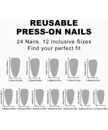 JUSTOTRY 24 Pcs Almond Short False Nails Light Grey French Press On Nails - Glossy Fake Nails with Nail Glue for Women and Teens Nails Art - Buy Online on GoSupps.com