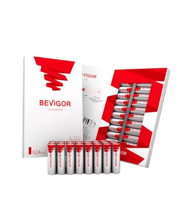 Bevigor AA Battery, Lithium Batteries AA, Double A Battery, 24 Pack 1.5V Lithium Battery, 3000mAh Longer Lasting Lithium Iron AA Batteries for Flashlight, Toys, Remote ControlNon-Rechargeable Lithium AA-24 count