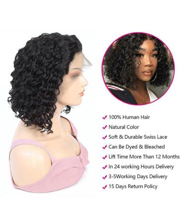 Durreley Bob Wig Human Hair 13x4 Water Wave Lace Front Short Bob Wigs for Black Women - 14 - 180% Density - Glueless Wet and Wavy HD Lace Front Wig Pre Plucked with Baby Hair - Buy Online on GoSupps.com